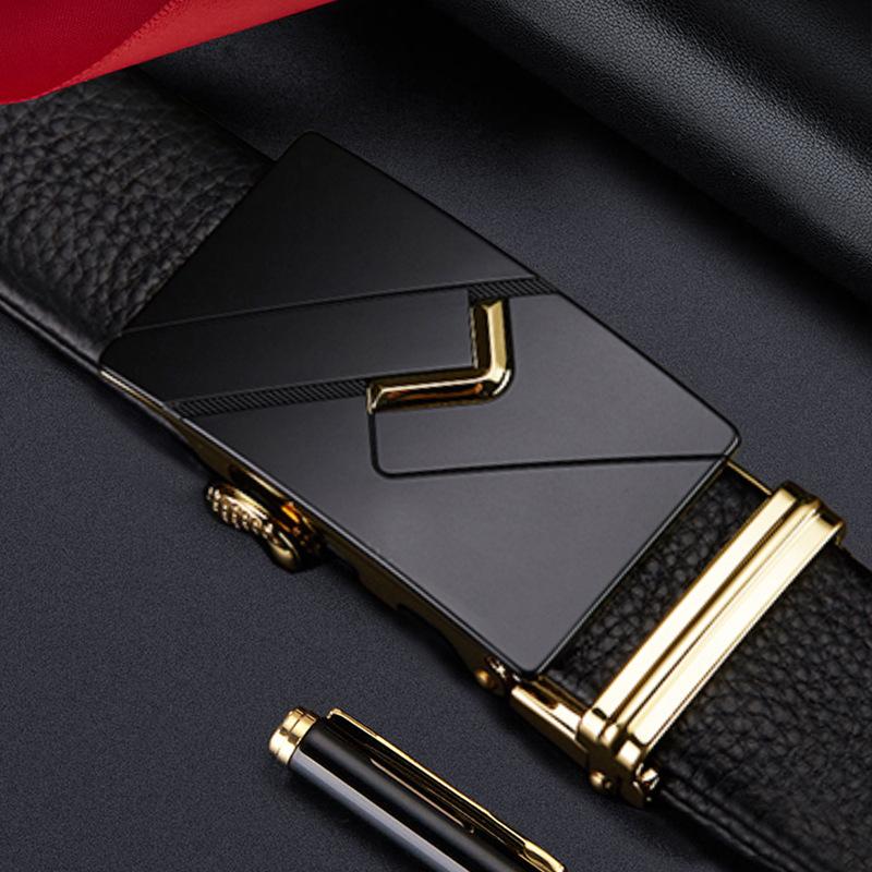 First Layer Cowhide Men's New Automatic Buckle Genuine Leather Pants Belt Casual Business Pants Middle Aged and Young Belt Men