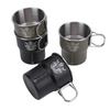 300ml Outdoor Campingbecher Edelstahl Camping-Wasserbecher mit klappbarem Griff Stapelbares Reisebesteck Picknickbesteck