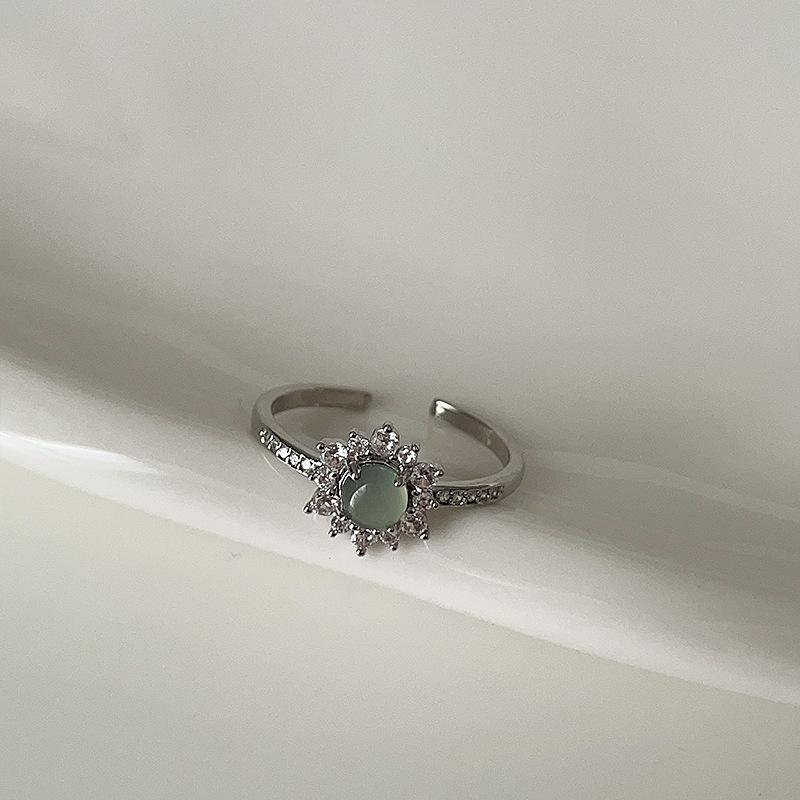 New Chinese Cold Feeling Chalcedony Gourd Water Drop Ring Female Personality Light Luxury Retro Elegant Versatile Ring Ring