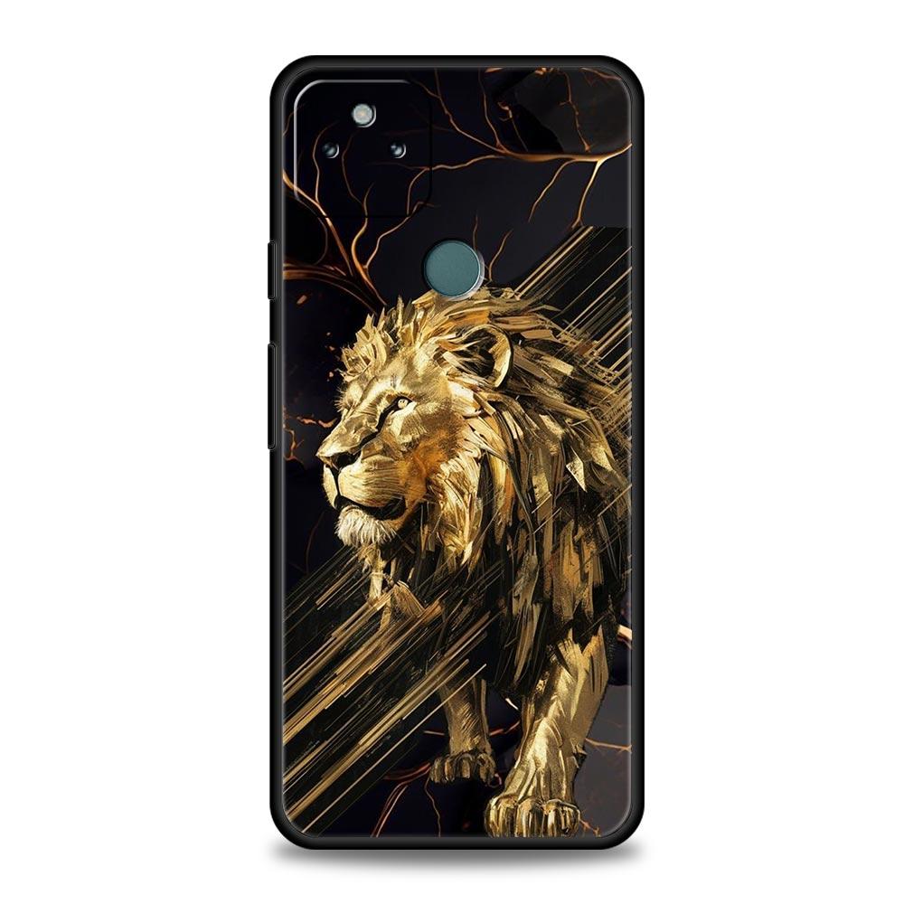 Cross Pattern Bicolor Lion Phone Case Cover for Google Pixel 10 9 8 7 6 9A 8A 7A 6A Pro Shockproof Soft TPU 10 Pro XL Shell Bags