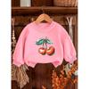 European sizes Cherry Print Pattern, Durable And Wrinkle-Resistant Thin Round-Neck Sweatshirt for  Kids Aged 0-3 Years