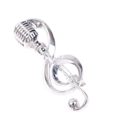 Broches de microfone de prata vintage mulheres homens broche de nota musical pinos presentes