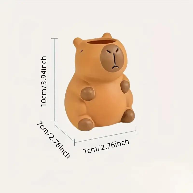 Capybara Pen Holder and Makeup Brush Storage Rack - Fun Design Rubber Desktop Decoration, Makeup Brush and Stationery Storage