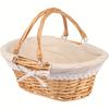 Elegant Oval Wicker Basket With Floral Lining And Decorative Handles - Perfect For Parties, Weddings, And Gift Displays, A Must-Have For Picnics