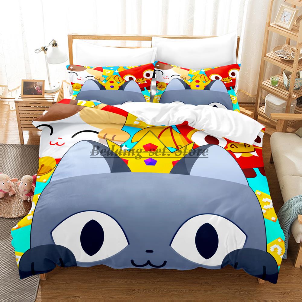 Katze Haustier Simulator X Bettwäsche Set Einzelbett Twin Full Queen King Size Bettset Aldult Kinder Schlafzimmer Bettbezug Sets Anime Bettlaken Set
