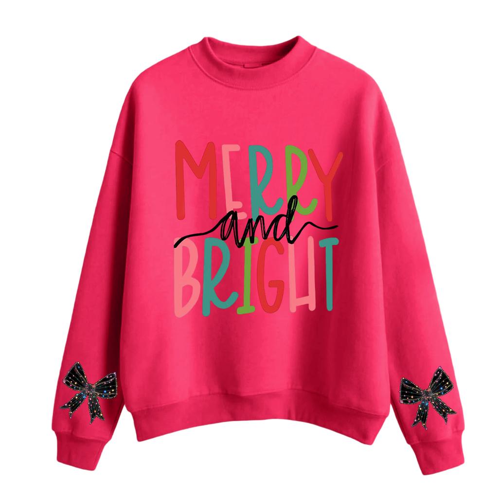 Moletom Feminino Casual de Moda com Gola Redonda, Manga Longa e Estampa de Natal