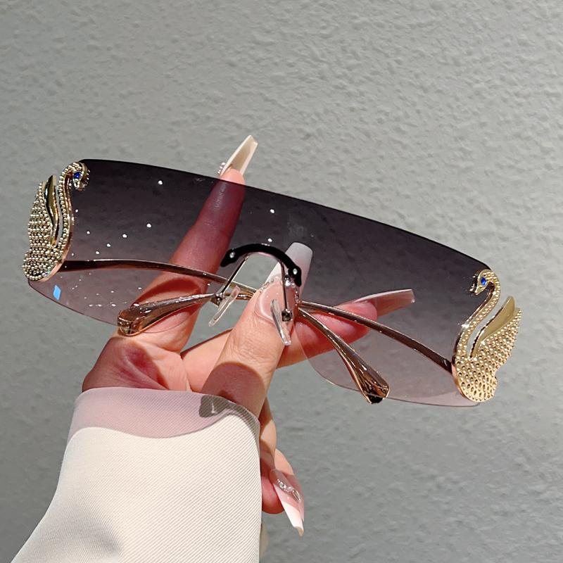 Rimless Y2k Sunglasses Women Fashion Monoblock Gradient Shades  New Trendy Luxury Brand Design Decor Sun Glasses