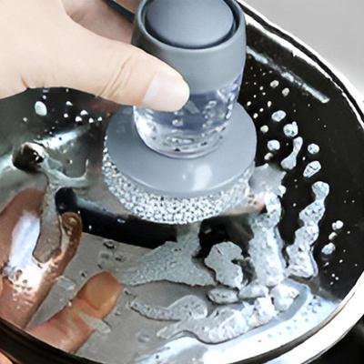 Soap Dispensing Palm Brush Soap Dispensing Dish Scrubber Portable Stainless Steel Scrubber For Dish Pot Pan Sink Cleaning For