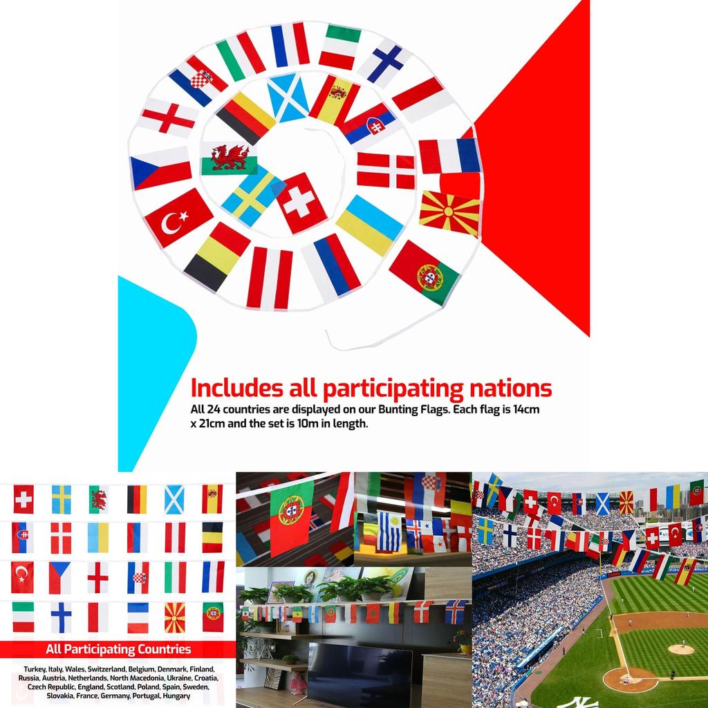 Євро Прапорці 2021 Преміум Якості Турнірні Прапори Для Всіх 24 Націй У Яскравих Кольорах