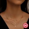 S925 Sterling Silver Multi-Size Round Broken Diamond Combination Three-Layer Stacked Necklace, With Perfect Neck Effect Necklace