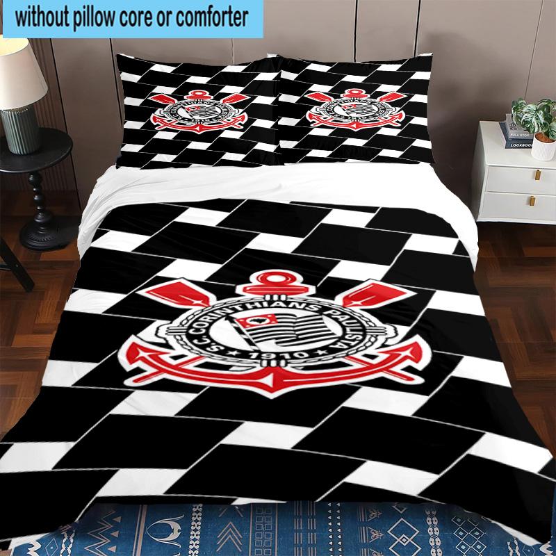 3pcs Sport Club Football Crest Printed Bedding Set Duvet Cover Closure Includes 1 Duvet Cover & 2 Pillowcases Bedding Sets Home Decor Gifts
