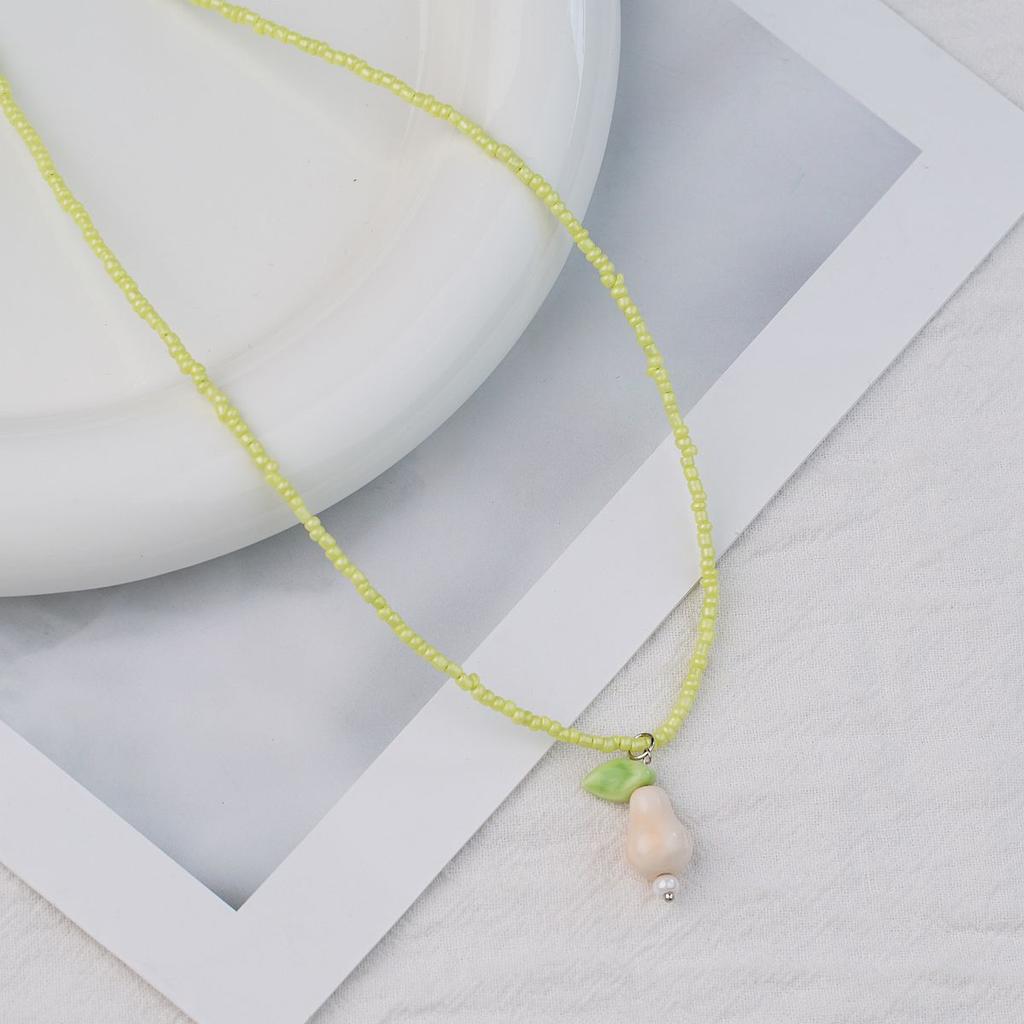 Bohemian Rice Beads Colored Beaded Ceramic Clouds Cute Fresh Necklace Neck Chain Collarbone Chain