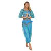 Women's Stage Performance Costume: Complete Belly Dance Set (Crop Top, Bloomers, Hip Scarf) with Bells, Halloween & Carnival