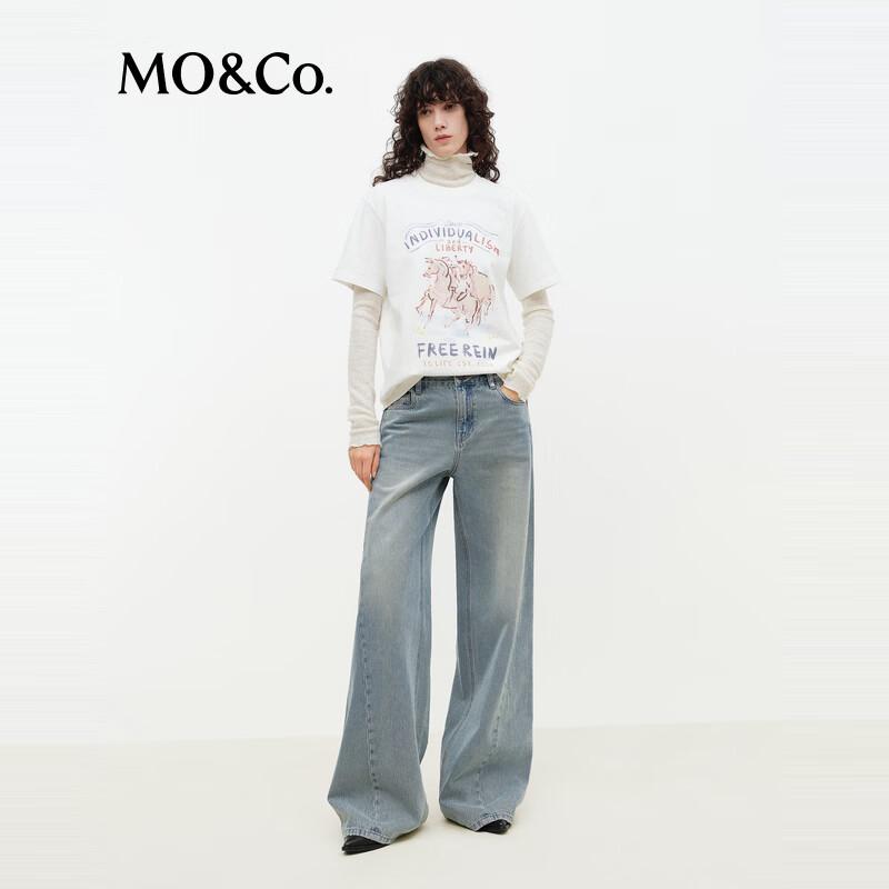 MO&Co. Women's Washed Low Waist Jeans