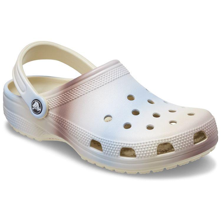 Crocs Unisex White EVA Classic Color Block Marbled Clogs 208981-2Y3
