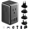 Ultra-kompakter 220V 100V Transformator Reise-Steckdosenadapter für Übersee Reiner Sinuswellen-Abwärtswandler 2 USB-Anschlüsse Typ-C kompatibel Haartrockner unterstützt