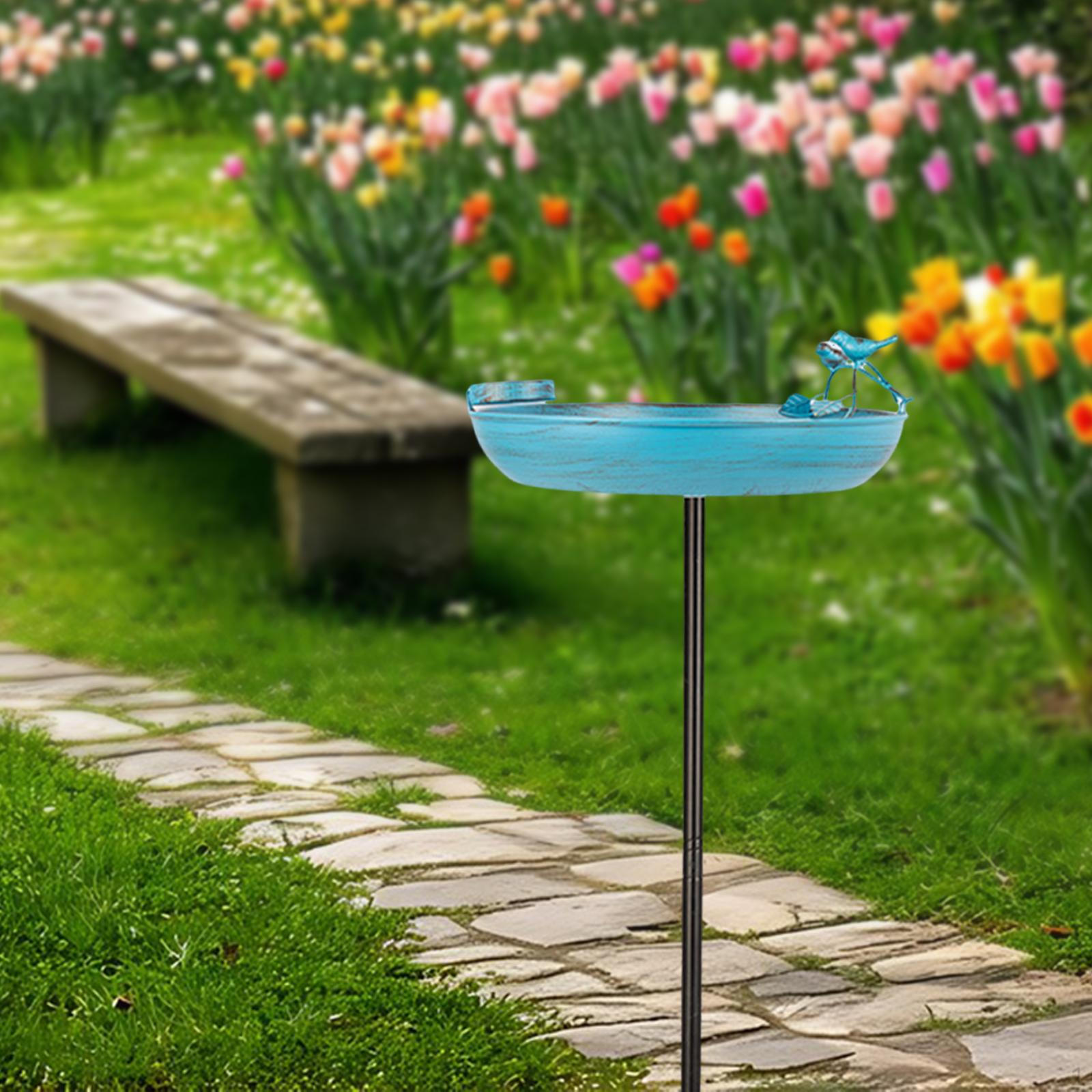 

Уличная железная художественная поилка для птиц, кормушка, чаша 13x37 дюймов, прочная для заднего двора, универсальный синий цвет, легко