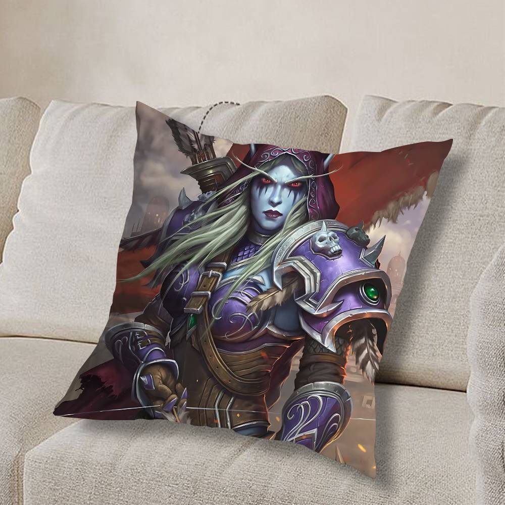 GAME W-World Of Warcraft-ES Pillow Case Anti-dustmite Pillowcase Invisible Zipper Silky Short Plush Sofa Cushion Cover