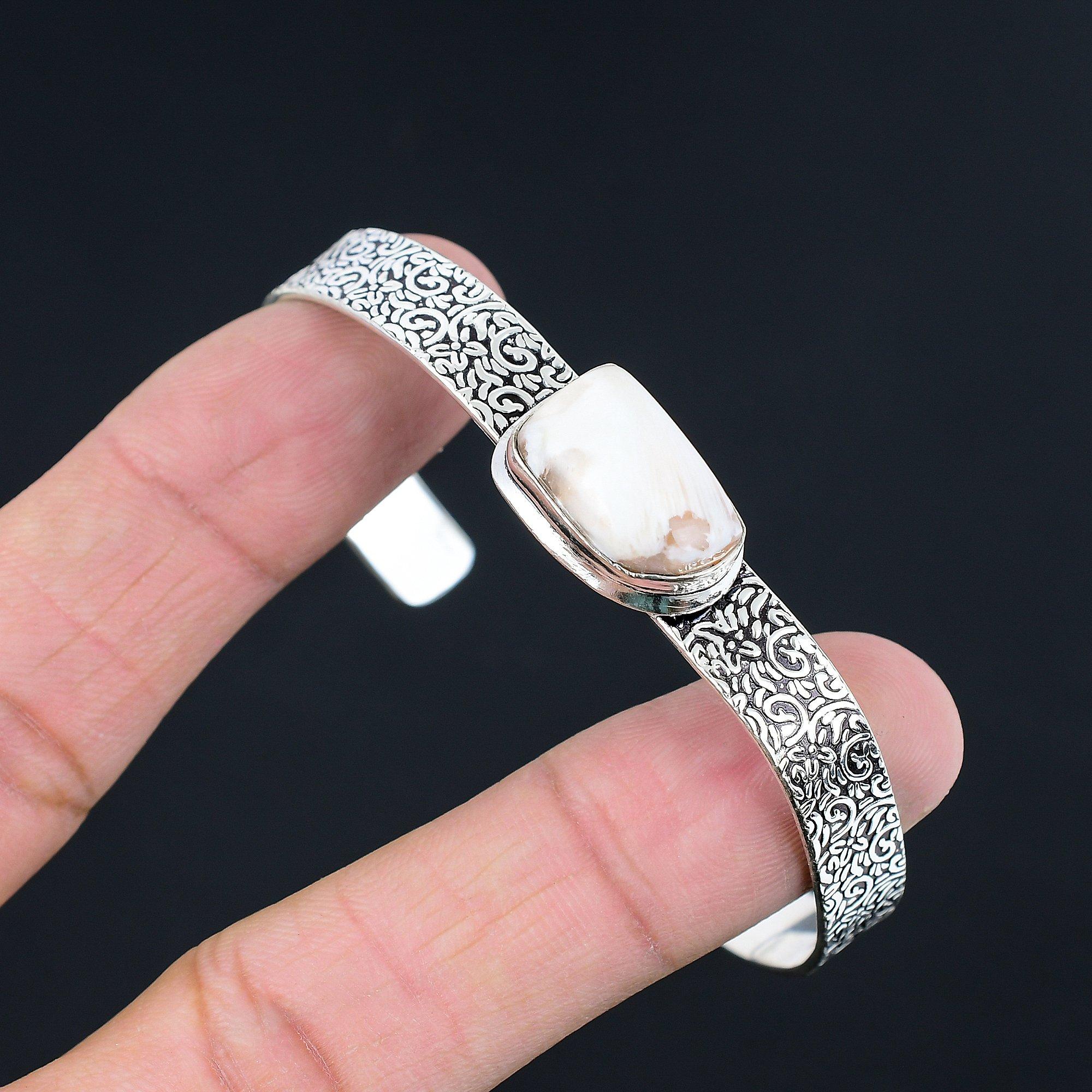 

Sisters Day Deal Crown Chakra Scolecite Stone Bangle Bracelet Sterling Silver Adjustable