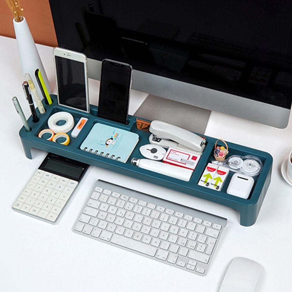 Multifunctional Tabletop Storage Shelf ABS Desktop Organizer Rack Computer Stand Office