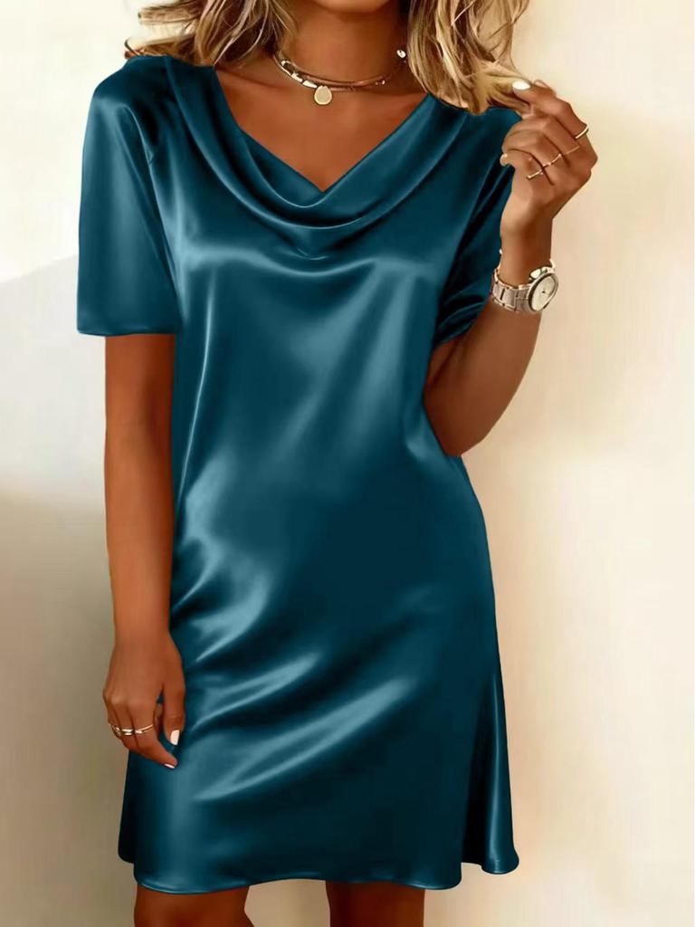 2026 Stylish European & American Satin Ruffled Nightgown