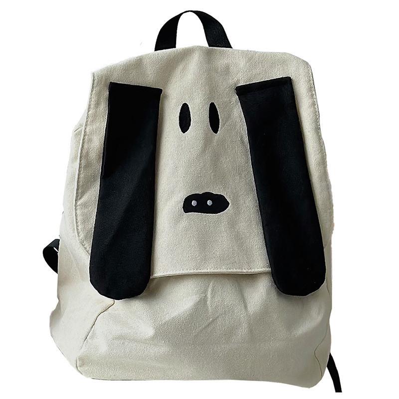 Adorable Cute Dog Student Backpack Large Capacity Canvas Lightweight For Kids