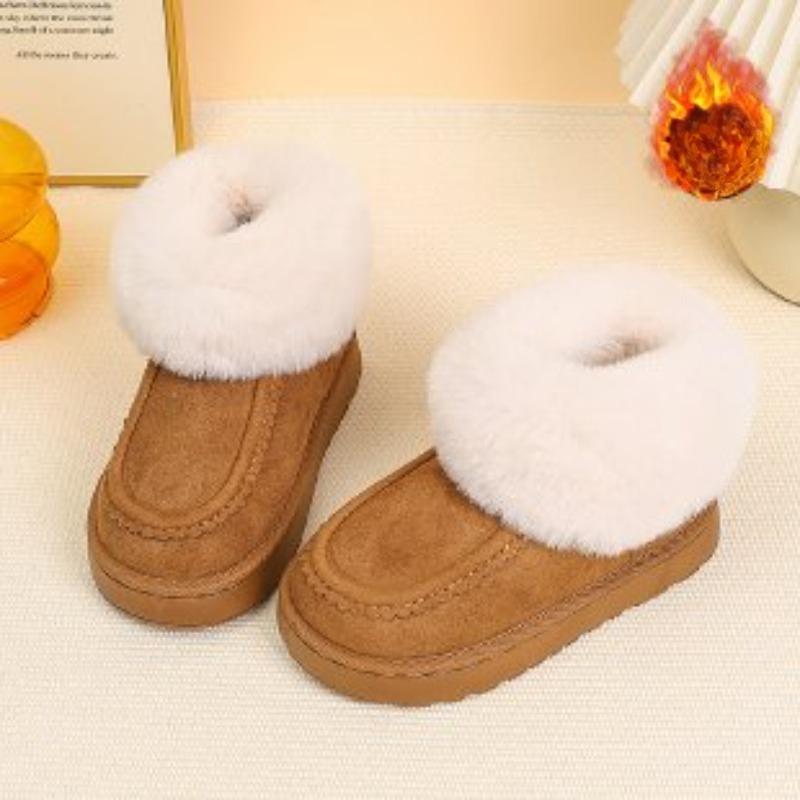 

Winter New Children s Shoes Fashionable Thick Warm Boots Flat Bottom Anti slip Fashionable Plush Snow Boots 37