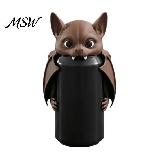 Home Bar Table Decor 3D Printed Bat Can Holder, Funny Cartoon Vampire Cat Stand Shaped Support for Standard Soda Cans, Halloween Desktop Decor,