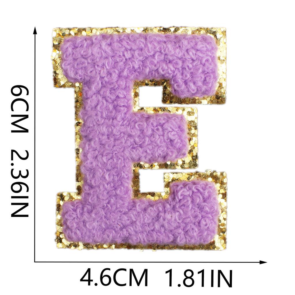 6Cm English Letter Towel Embroidery Patch Sticker Purple Letter Computer Embroidery Label Ironing Embroidery Chapter