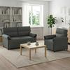 Sofa Set 2 pcs Dark Grey Fabric