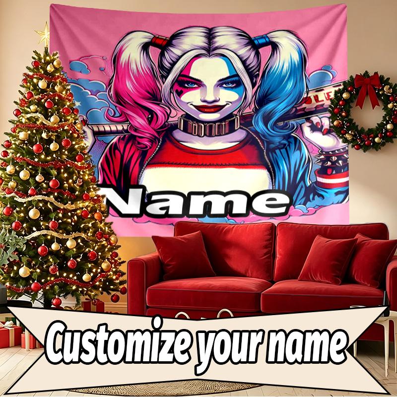 Custom Name Personalized Superhero Print Tapestry, Wall Art Decor, Bedroom, Dorm, Apartment, LivingRoom, Party Backdrop, Gift for Birthday