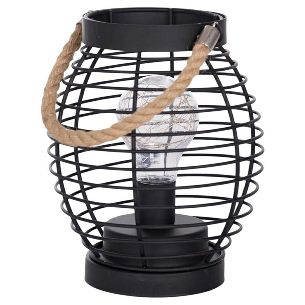 

Retro Hollow Out Iron Art Round Handheld Lantern Portable LED Copper Wire Bulb Table Lamp A