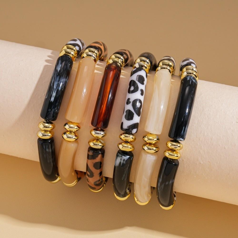 Leopard Print Leopard Acrylic Bracelets Acrylic Curved Tube Bangle Boho Acrylic Bracelets  Girls