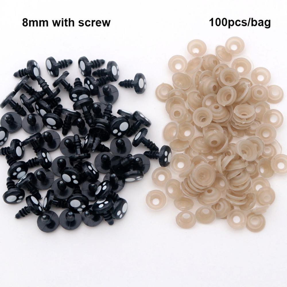 100pcs 8-16mm Flat Circle Bear Foot Eyes 2Styles Animal Puppet Crafts  For White Bear Doll