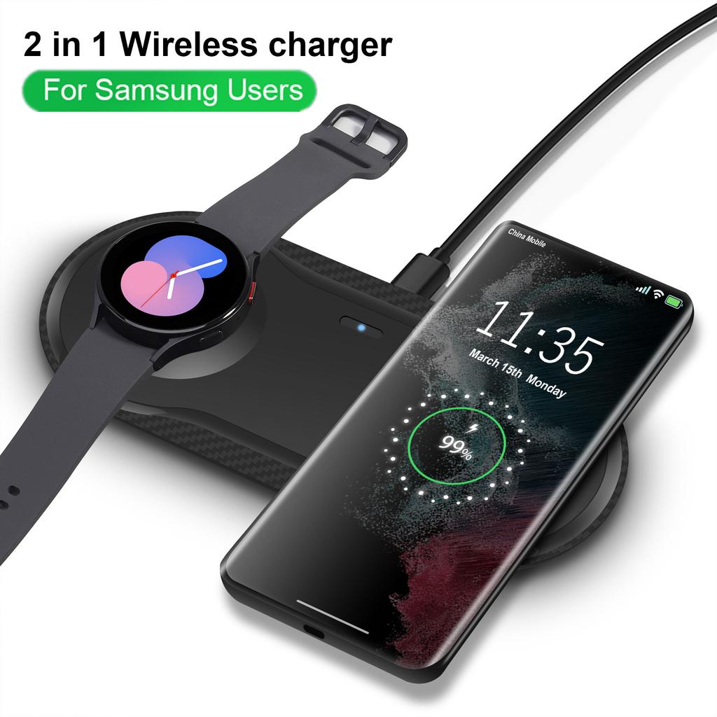 25W 2 In 1 Wireless Charger Dual Fast Charging Pad for Samsung S22 S21 Fold Flip Galaxy Watch 5 4 Classic 3 Active 2 Buds Pro