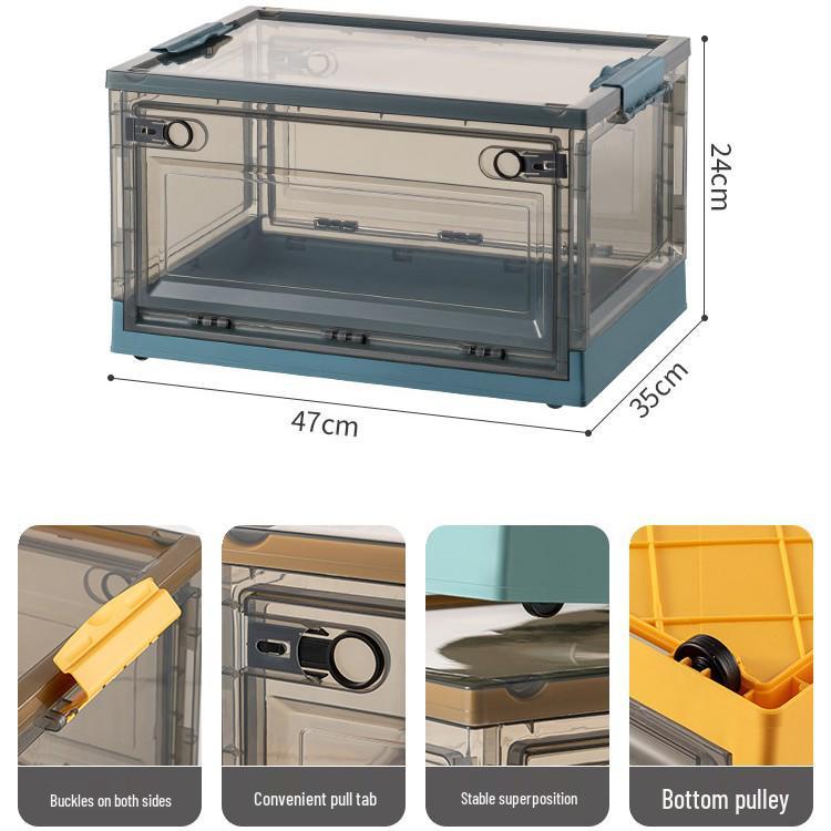 Large Outdoor Portable Transparent Foldable Storage Box for Clothes, Toys, Snacks, Books - Dustproof and Ideal for Home Use.