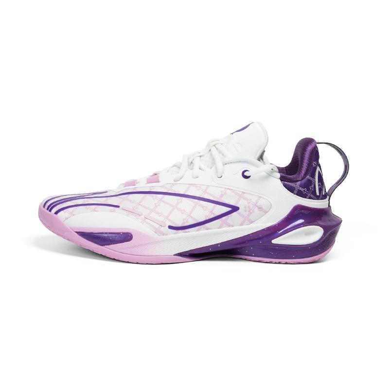 New LINING Flash Strike 11 Basketball Shoes Men's Low Top White Purple ABAU053-20