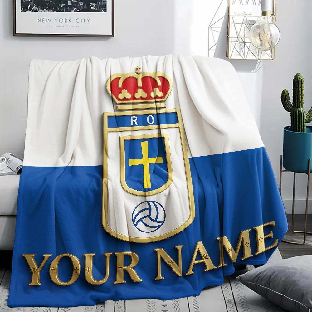 1PC Custom Name Real Oviedo Patterned Flannel Blanket Suitable For All Seasons for Home Decor Warmth and Comfort Gifts Holiday Present -HE185