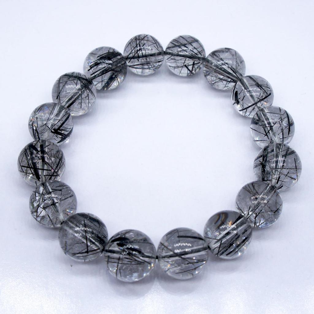 [POWERTONE] Black Rutile Quartz Bracelet [One-of-a-kind] Completely Natural Crystal, Elegant, Carefully Selected, Beautiful, Highly Transparent, Good
