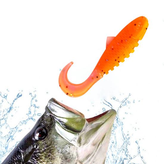 15Pcs 5.5CM/2G Curly Tail Soft Fishing Bait with Glitter Colorful PVC Realistic Bionic Artificial Lure Saltwater Freshwater Fishing Accessories