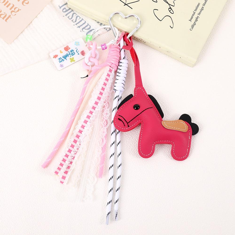 Cartoon Zodiac Pony Bag Pendant Leather Chinese New Year Gift Kawaii Horse Keychain  Backpack