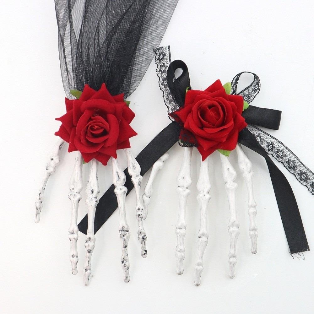 Cloth Skeleton Hand Rose Hairpin Skeleton Halloween Headwear  Ghost Festival Supplies