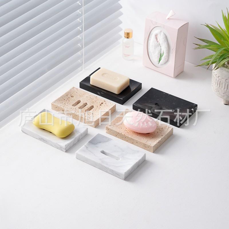 Marble Soap Dish Drainage Tray Bathroom Kitchen Minimalist Stone Holder Handmade Rest