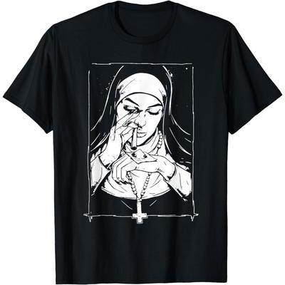 Eledvb Lustiges Unheiliges Drogennonnen Kostüm Dunkles Satanisches Essentielles Horror T-Shirt