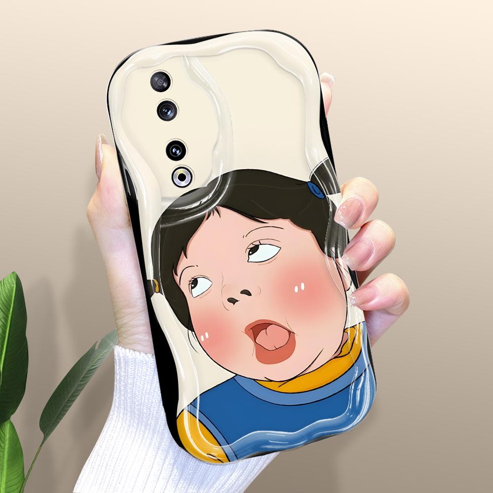 

Милый мультяшный узор, кремовая текстура, мягкий силиконовый чехол с волнистыми краями, чехол для телефона для Huawei Honor Infinix Tecno iPhone iPhone 16 Plus чёрный