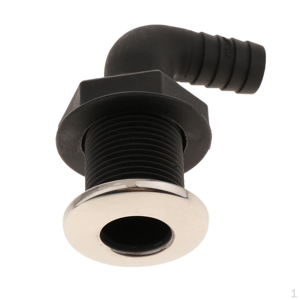 90 Degree Thru-hull Fitting Marine Boat Hose with Stainless Rim
