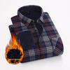 Men's Warm Plaid Long-Sleeve Shirt - Plus Size, Velvet-Lined, Mid-Age Autumn Design