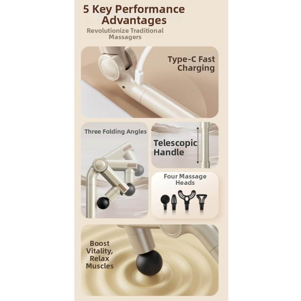 5 Modes Handheld Back Massage Device Extended Electric Massage Machine for 7.4V1200mAh Office