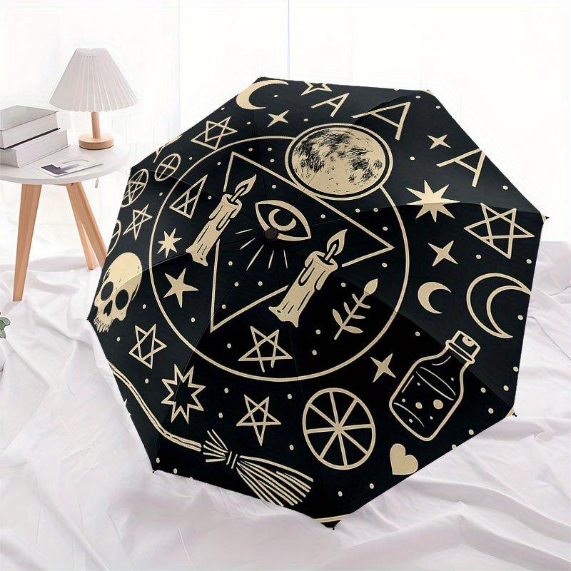 Enchanted Circle: Mystical Symbols for Your Space Umbrella, Portable 3-Fold Compact Umbrella for Men & Women R152