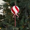 Red & White Plush Candy Christmas Balls Ornaments for Tree Decoration